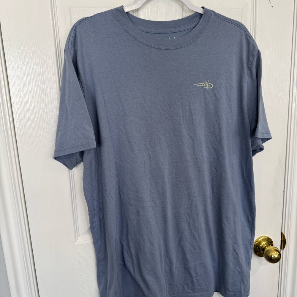 Men's Short Sleeve Crew Tee in Slate Blue with Subtle Logo